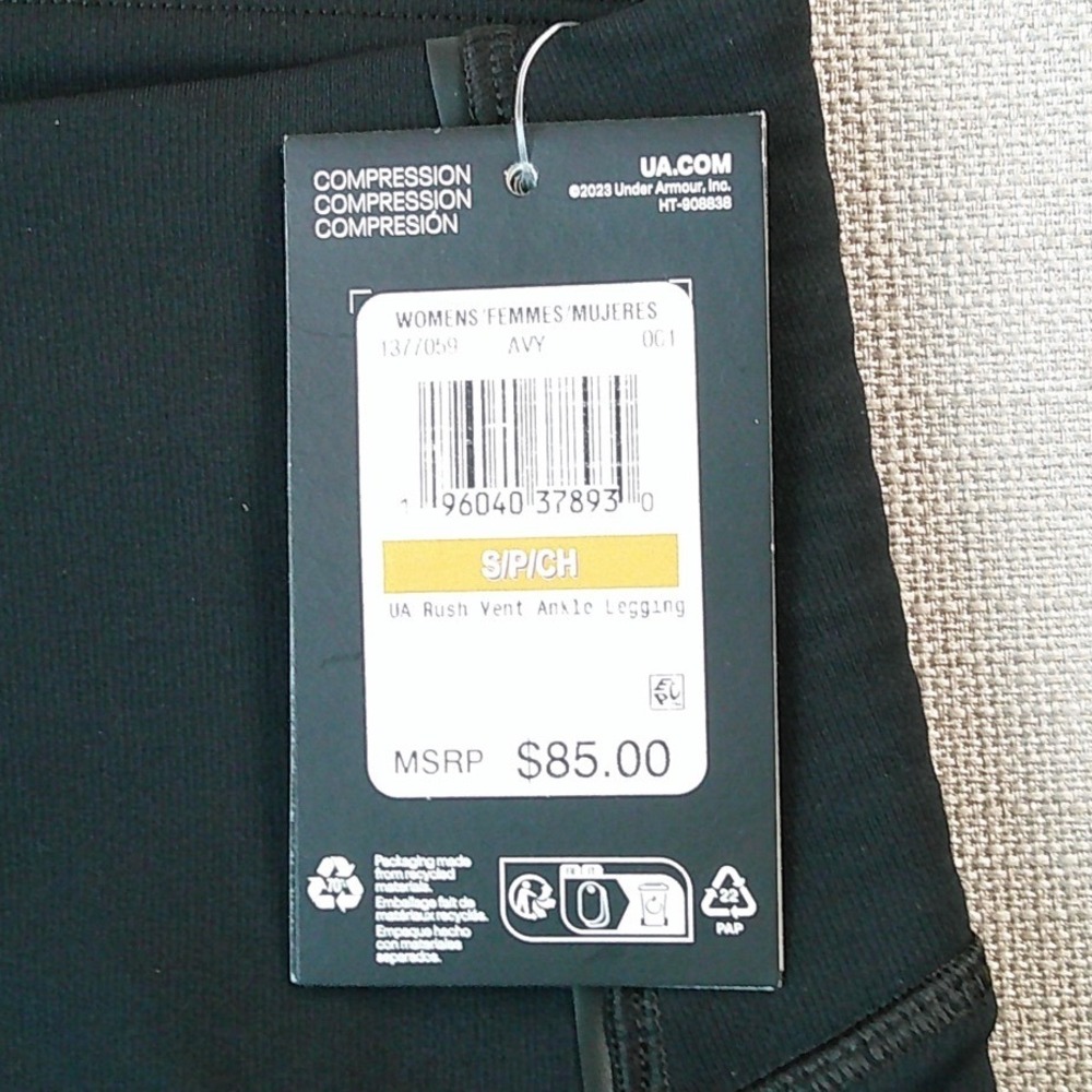 Under Armour Rush Vent Ankle Legging Womens Small Black High Rise Compression - Picture 6 of 9
